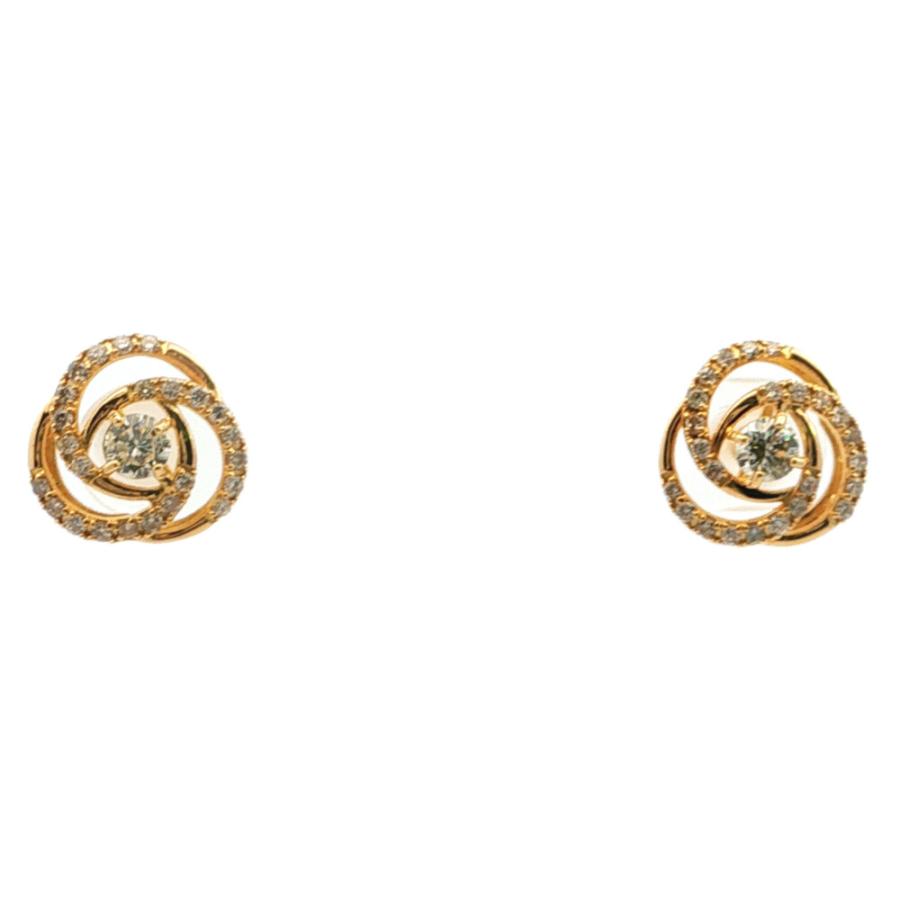 0.38ct 0.4ct ローズモチーフ ダイヤモンド ピアス K18YG/750-1.9g