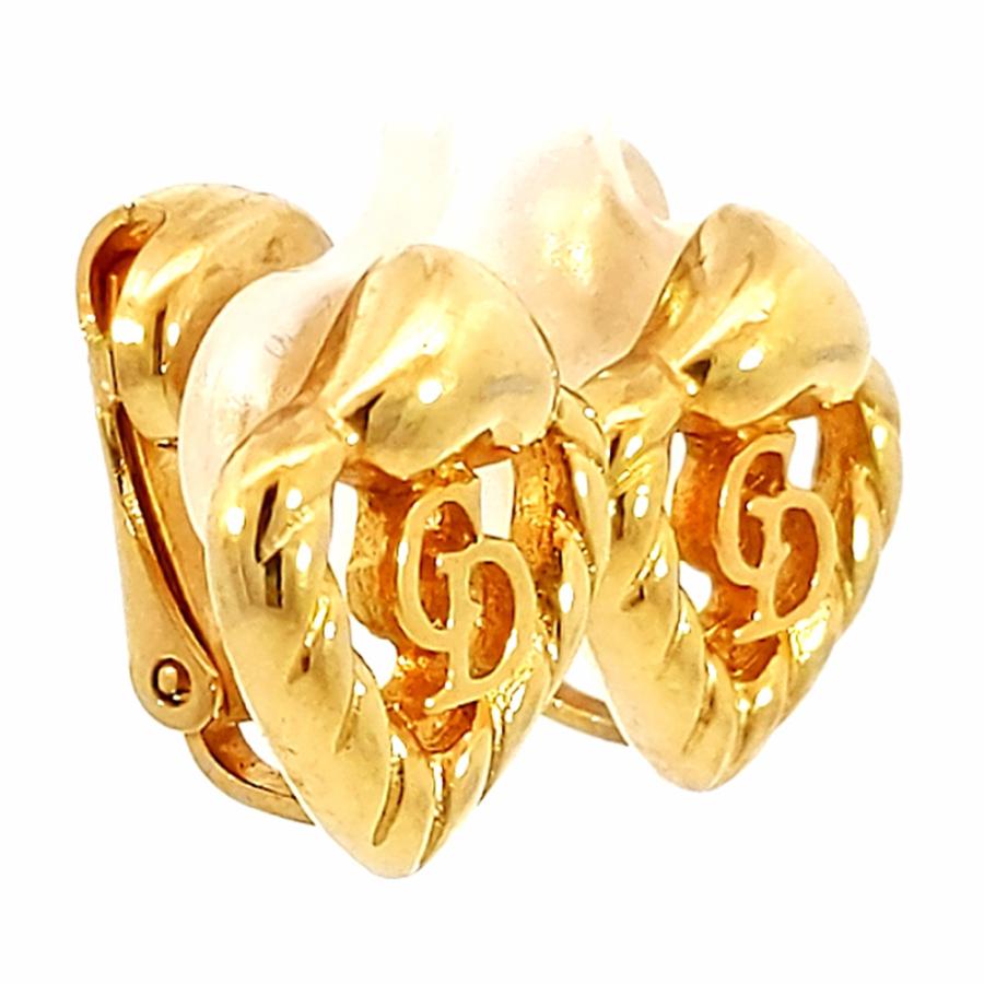 クリスチャンディオール ハートモチーフ・CDロゴイヤリング/合金  