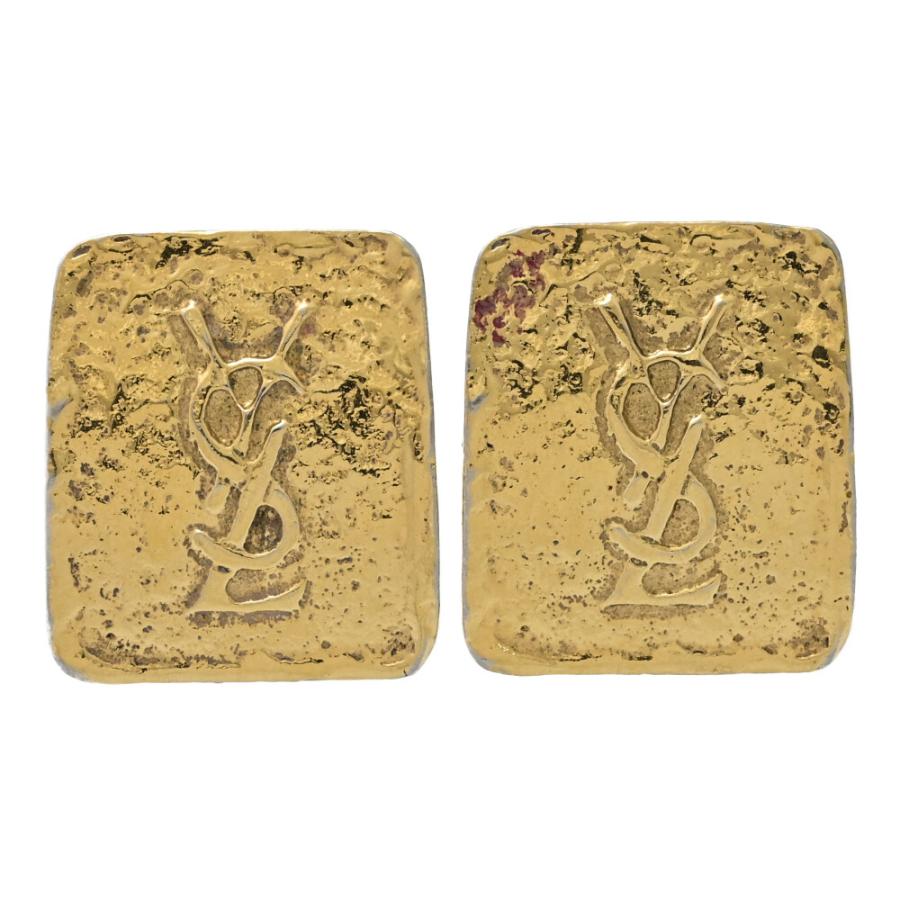 【正規品】SAINT LAURENT YSLロゴピアス ゴールド 箱・保存袋付 Yves Saint Laurent イヴサンローラン YSLロゴ スクエアモチーフ