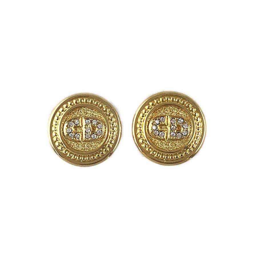 クリスチャンディオール CDロゴ・ラインストーンラウンドイヤリング
