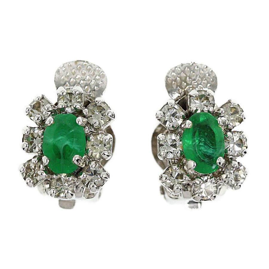 クリスチャンディオール エメラルドモチーフビジューイヤリング-3.0g