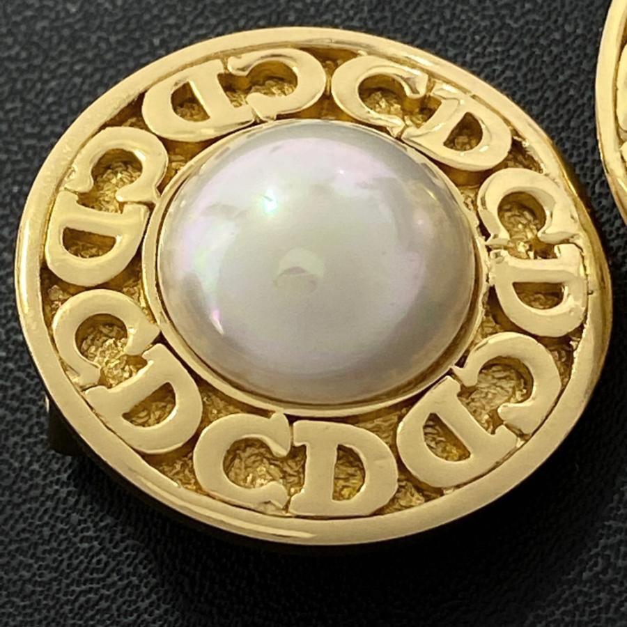 クリスチャンディオール サークルCDロゴ コスチュームパールイヤリング  