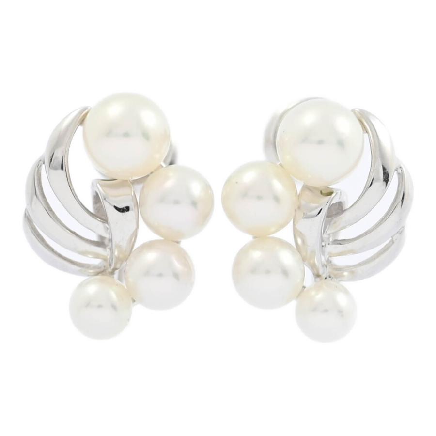 MIKIMOTO ミキモト パール イヤリング アコヤ真珠 K18WG 750-4.1g/Φ3.5 