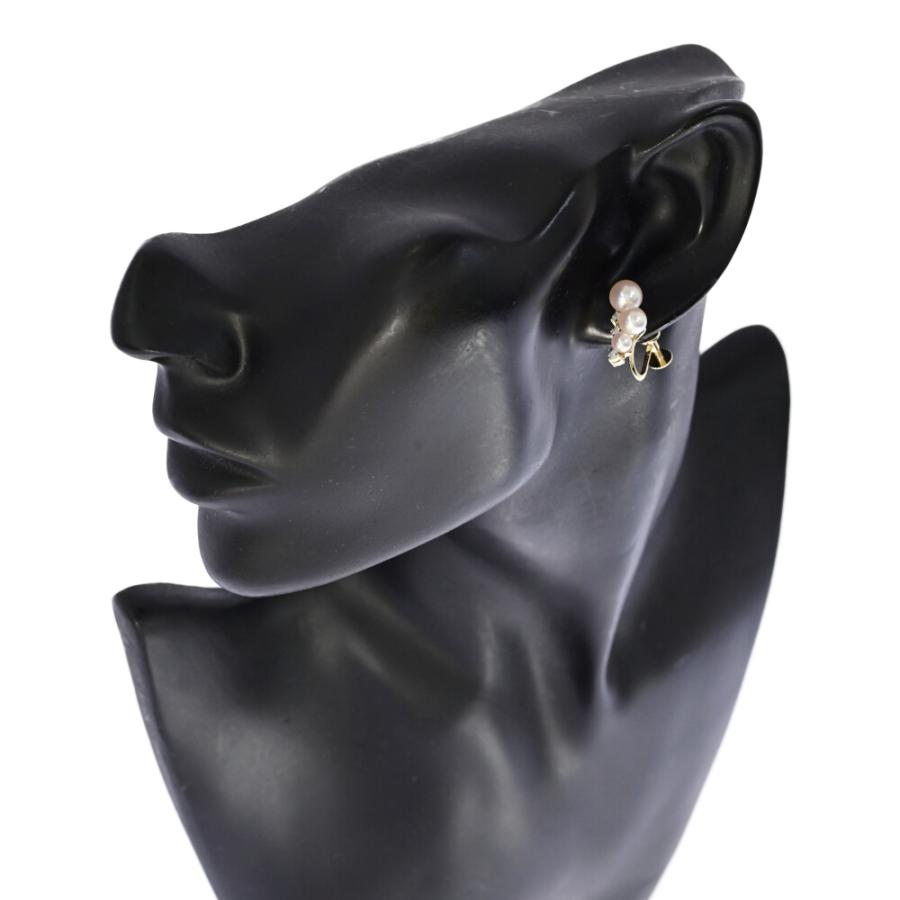 387【POLA】パールダイヤモンド0.16ct イヤリング