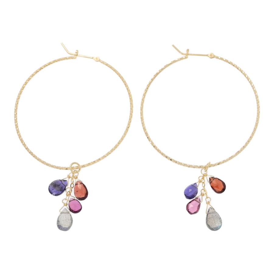 agete（アガット） チャーム・フープ・マルチストーンピアス/K10YG/416