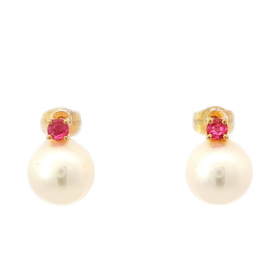 スタッド アコヤ真珠 Japan Pearl 養殖真珠 真珠 パール ルビーピアス 