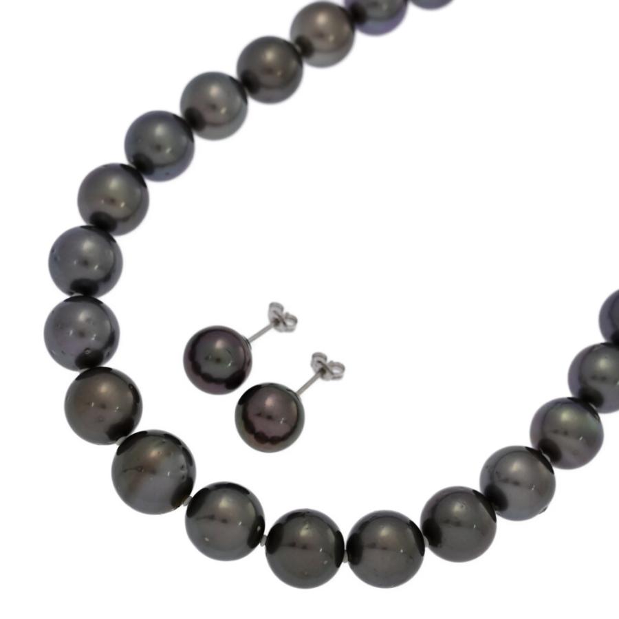 ネックレス×ピアスセット・黒蝶真珠/クロチョウ Φ9.7-11.8mm PΦ11.0mm  