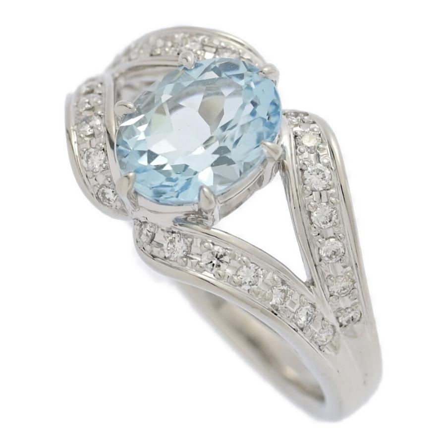 Pt900　アクアマリン　指輪　大粒2.56ct ダイヤ0.55ct リング サンタマリアアクアマリン ダイヤモンドリング AQ 3.58ct D 0.20