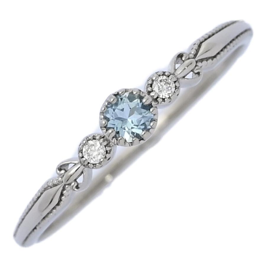 3月 誕生石 1P・アクアマリン（アクワマリン）・ダイヤモンドリング  