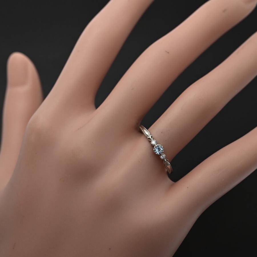 3月 誕生石 1P・アクアマリン（アクワマリン）・ダイヤモンドリング  