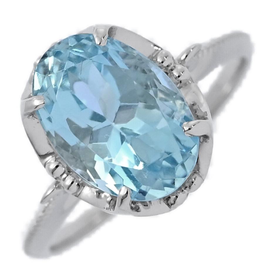 3月 誕生石 1P・アクアマリン（アクワマリン）リング・指輪/K18WG/750  