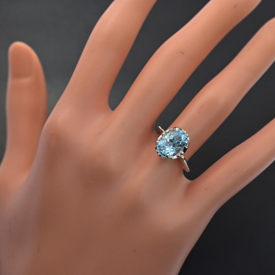 3月 誕生石 1P・アクアマリン（アクワマリン）リング・指輪/K18WG/750  