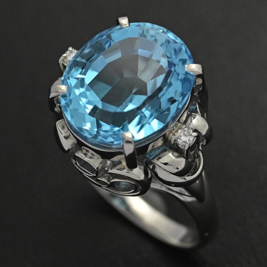 指輪　11号　pt900 0.03カラット BT7.89ct/FD:0.03ct/ブルートパーズ・ダイヤモンド 11月生石 リング