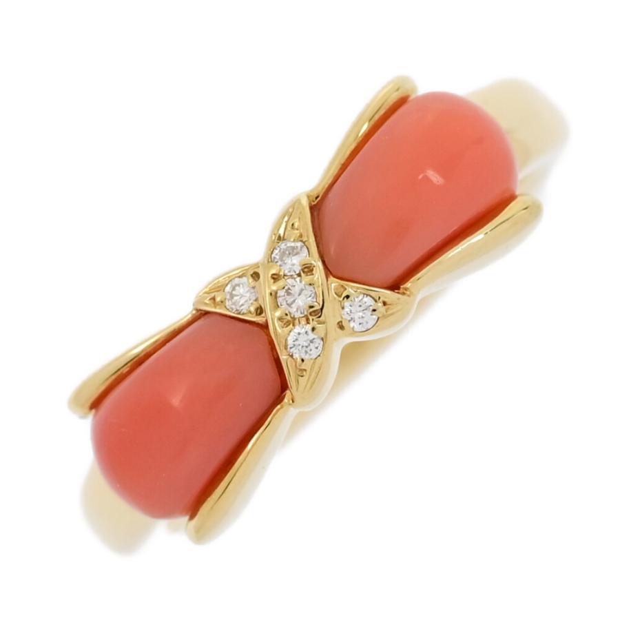 NINA RICCI ニナリッチ リボンモチーフ・珊瑚 コーラル ダイヤモンド  