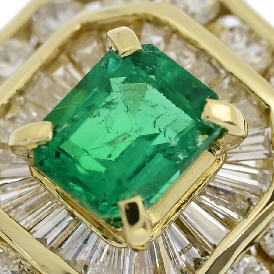 EM0.44ct/FD:0.6ct/エメラルド・ダイヤモンドリング・指輪/K18YG/750