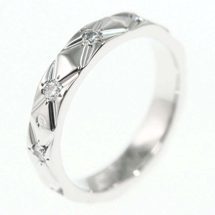 シャネル マトラッセ 9Pダイヤモンドリング 指輪/Pt950-4.9g/0.2ct/7号  