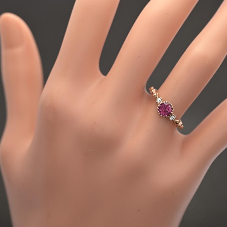 ピンクガーネット・キュービックジルコニア リング・指輪/K10PG/416
