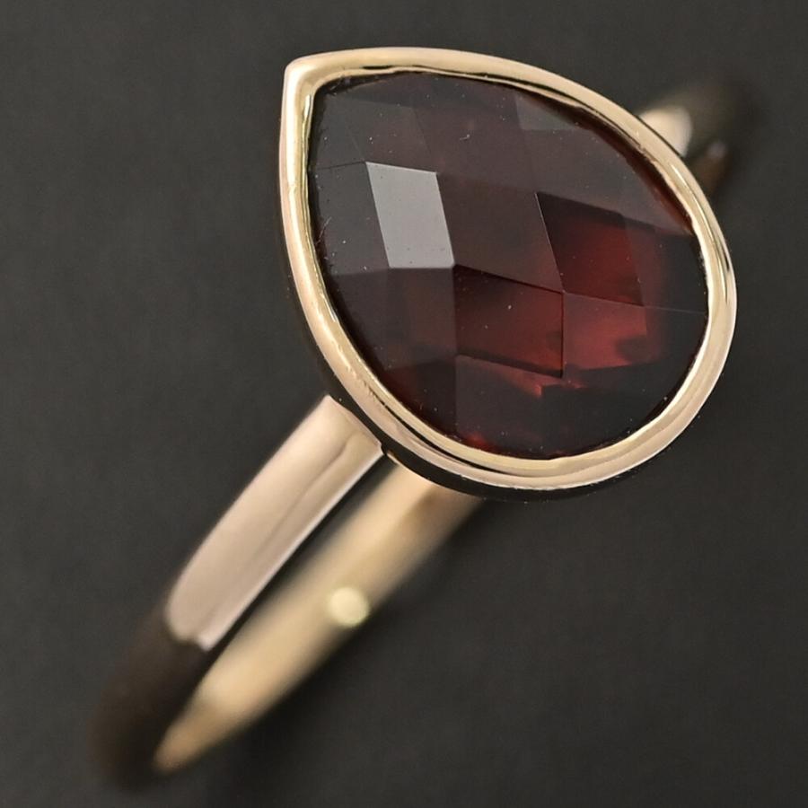 ペアシェイプ 1P ガーネットリング・指輪/K18PG/750-2.7g/15号/#55