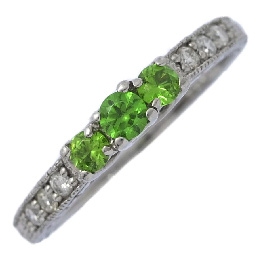 対象】0.35ct 0.14ct デマントイド ガーネット ダイヤ リング