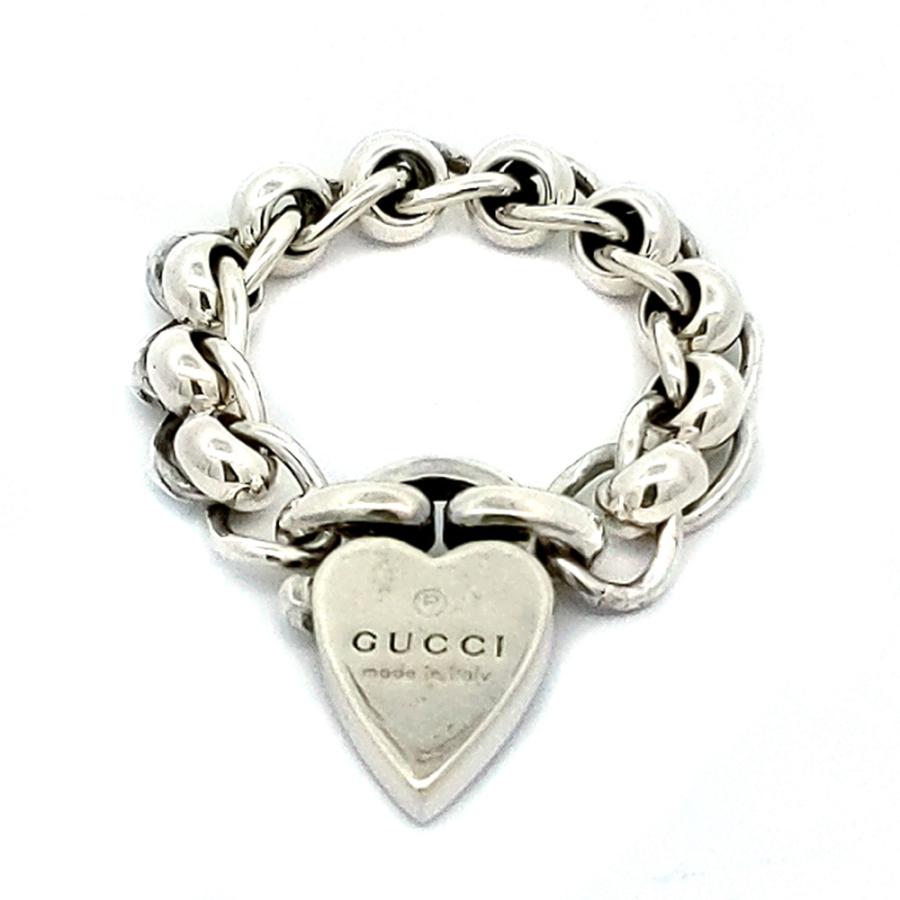 GUCCI グッチ チェーン ハートモチーフリング・指輪/Sv925-5.7g GUCCI グッチ チェーン ハートモチーフリング・指輪/Sv925-5.7g