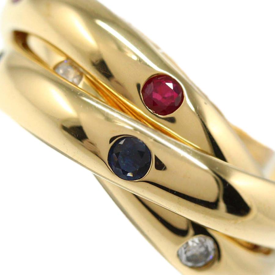 R2784 カルティエ #49 K18YG×ダイヤ×ルビー×サファイアリング Cartier（カルティエ） トリニティドゥカルティエ ダイヤ ルビー