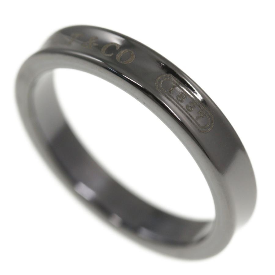 ティファニー 美品 ブラック チタン ナロー リング Ti 7.5号 Mf3fe 希少 Tiffany＆Co. ブラックチタン ナロースリムリング 約13.5号