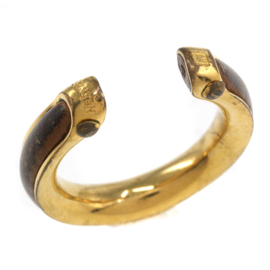 HERMES（エルメス） レザーコンビリング・指輪-2.7g/8号/#48/ゴールド