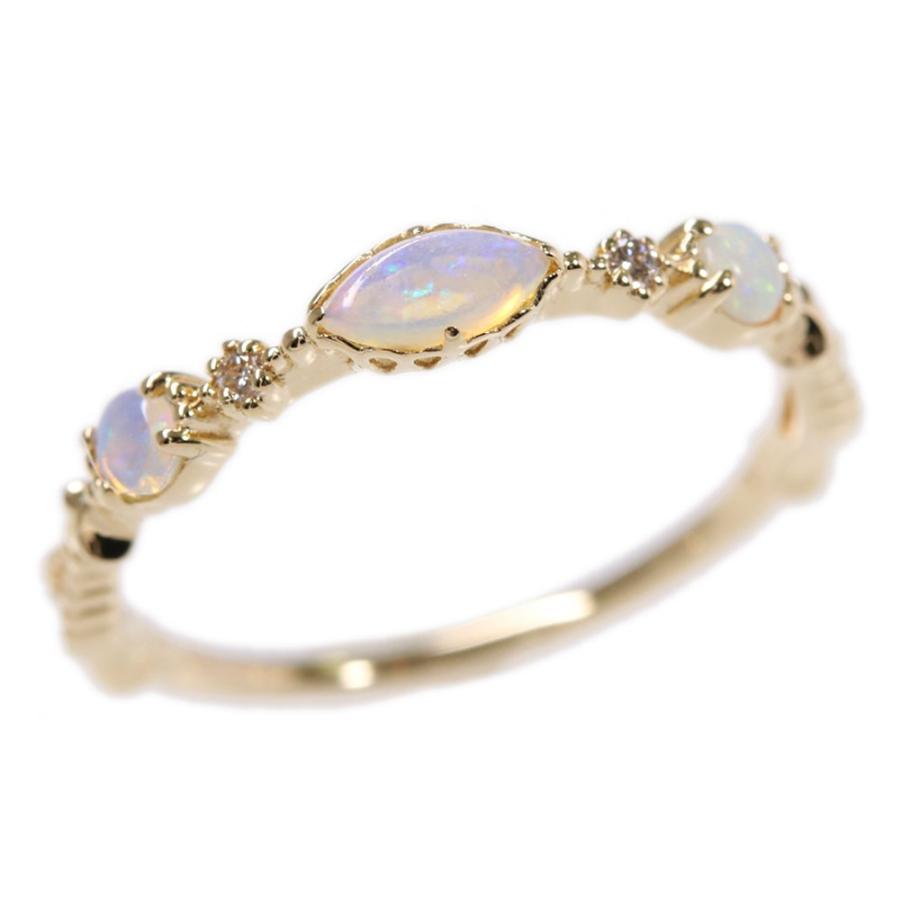 【agete CLASSIC】K14YG オパール リング agateオパールダイヤモンドK14YGリング