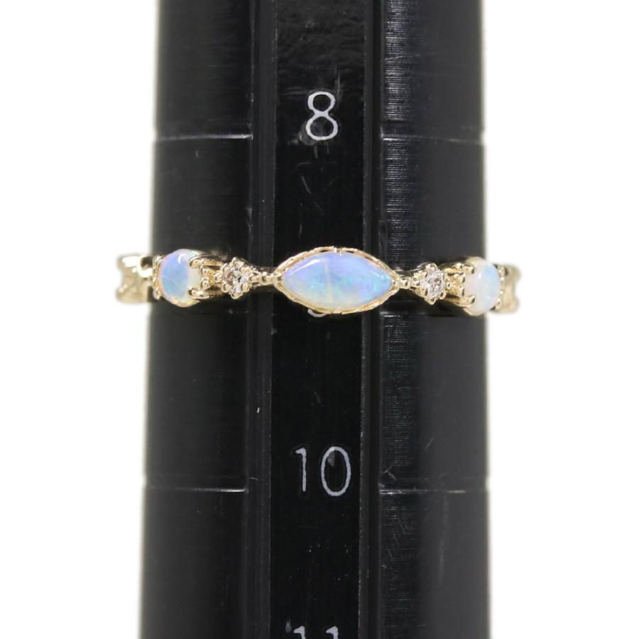 agete アガット 3P・ライトオパール・ダイヤモンドリング・指輪/K14YG