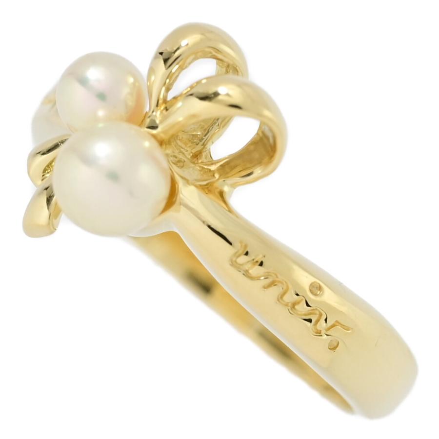 MIKIMOTO　18K リボンパールリング MIKIMOTO（ミキモト） リボンモチーフ 2P・アコヤ真珠/真珠 パール