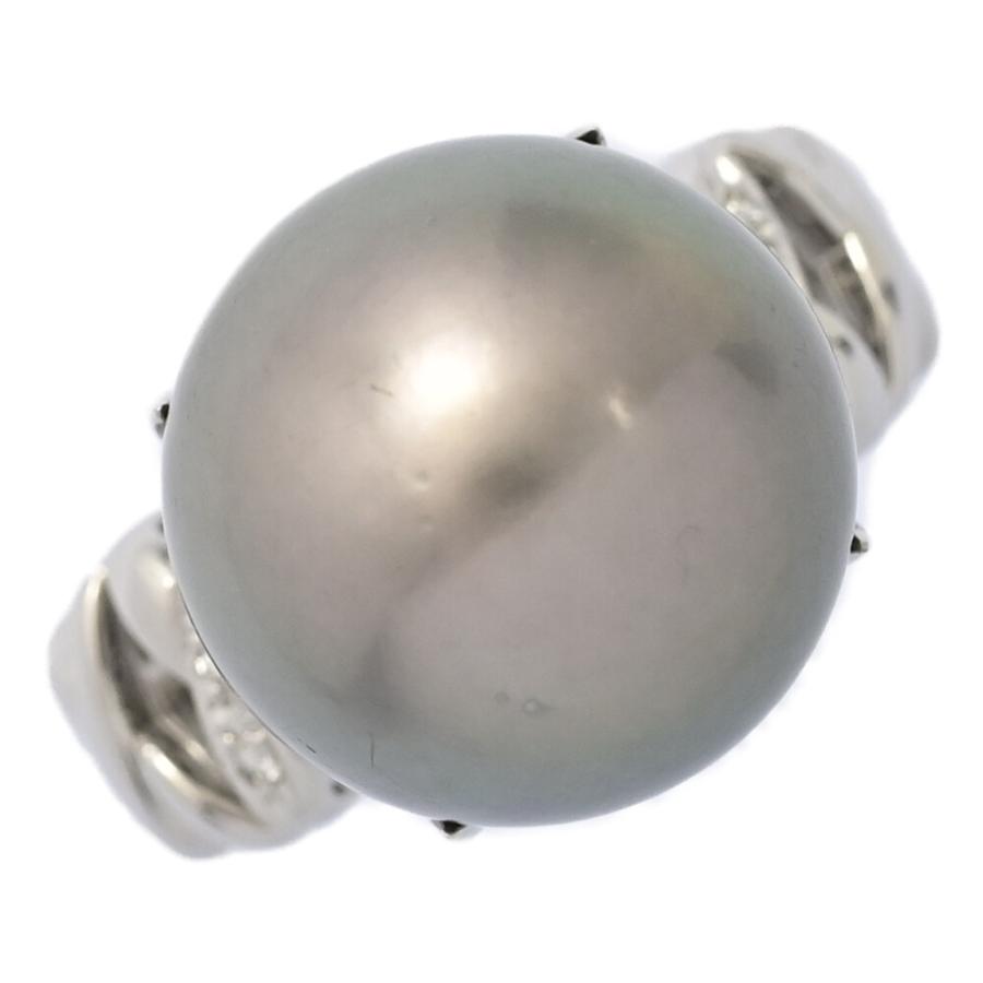 対象】14.5mm 0.05ct 白蝶真珠 サウスシーパール ダイヤ リング 指輪 