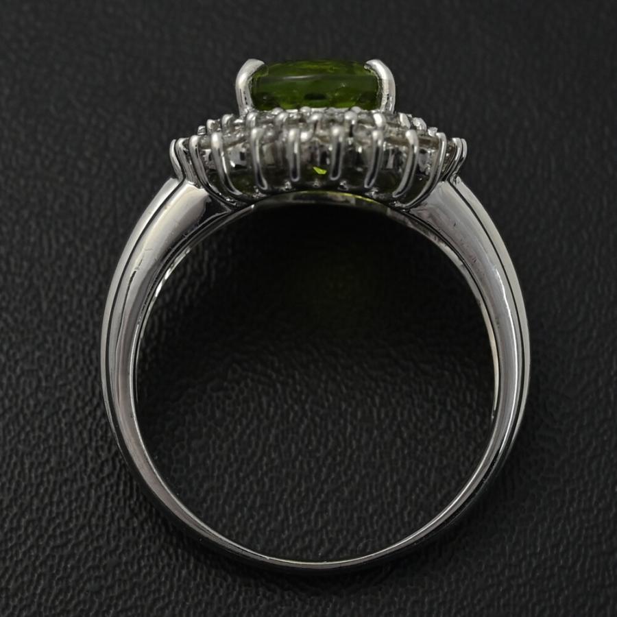 PE3.41ct/FD:0.59ct/ペリドット ダイヤモンド リング 指輪/Pt900-9.2g