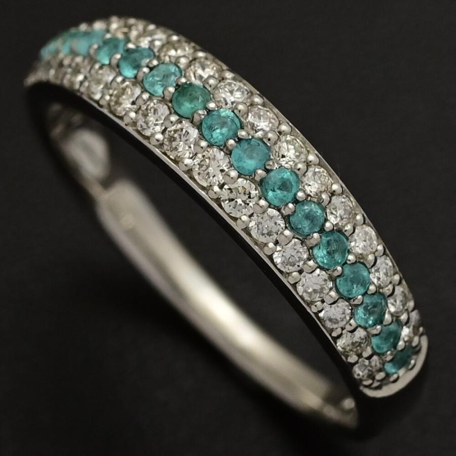 年末セール) PT0.18ct/FD:0.3ct/Milluflora ミルフローラ 3連 パライバ 