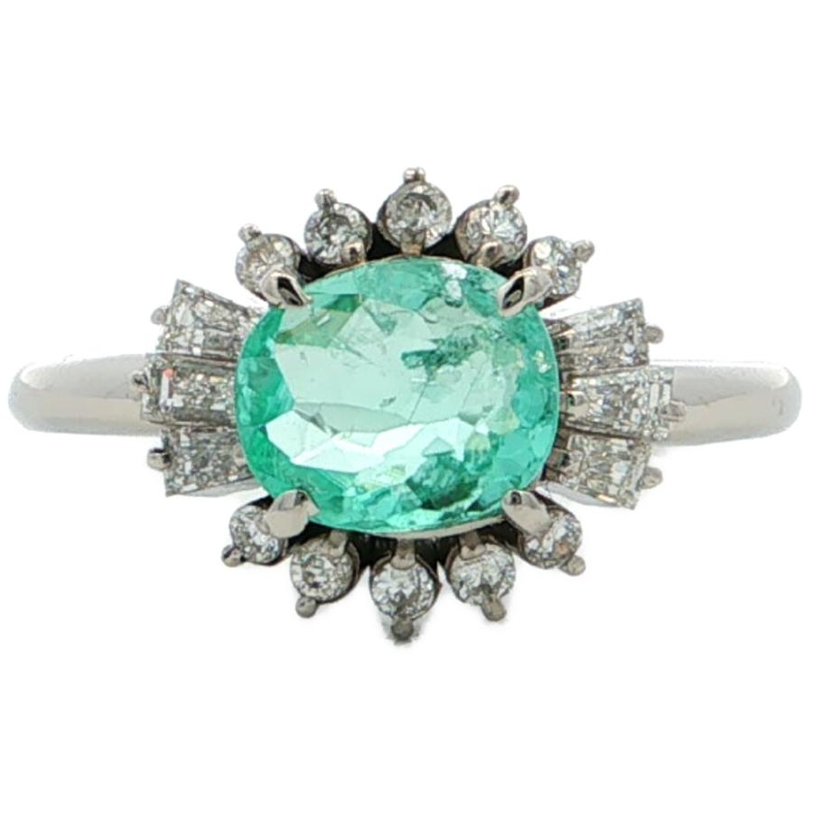 1.04ct 0.43ct パライバトルマリン ダイヤモンド 取り巻き リング 指輪 