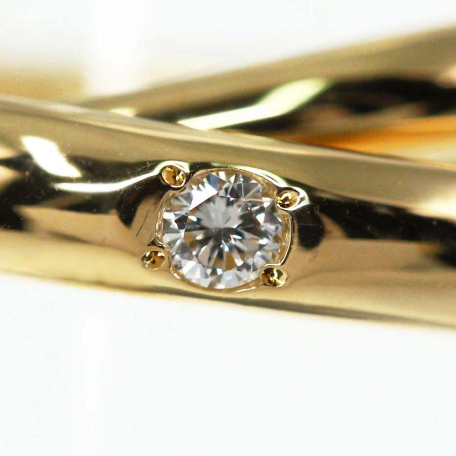 ヨンドシー 1P ダイヤモンド 2連 ピンキーリング 指輪/K18YG/750-3.0g  