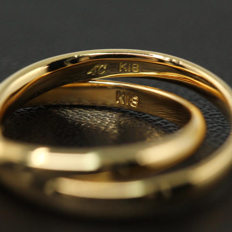 ヨンドシー 1P ダイヤモンド 2連 ピンキーリング 指輪/K18YG/750-3.0g  