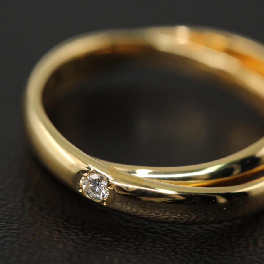 ヨンドシー 1P ダイヤモンド 2連 ピンキーリング 指輪/K18YG/750-3.0g  