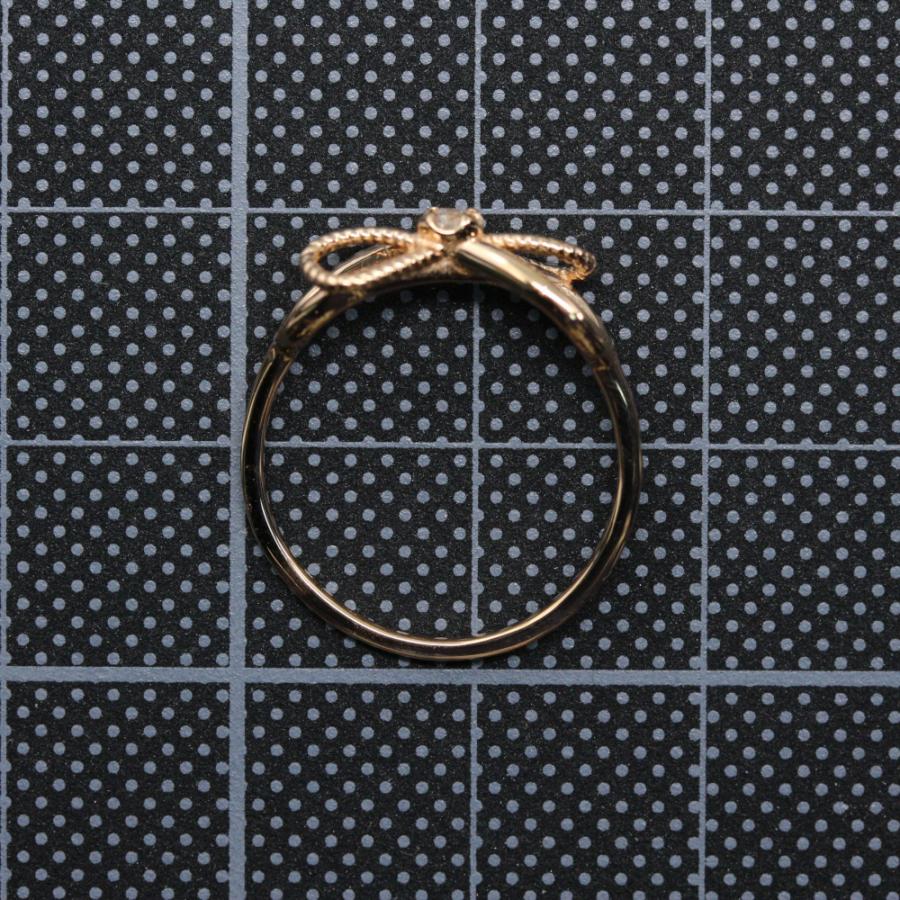 agete（アガット） リボンモチーフ 1Pダイヤモンドリング 指輪/K10PG