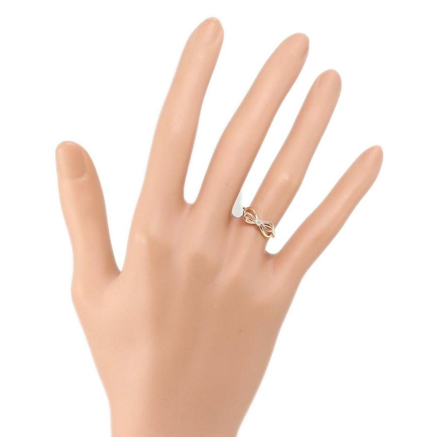 agete（アガット） リボンモチーフ 1Pダイヤモンドリング 指輪/K10PG