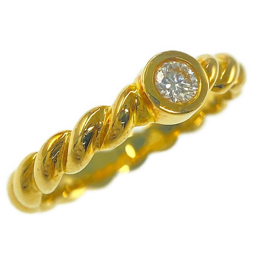 ティファニー 1P・ベゼルダイヤモンドツイストリング・指輪/K18YG/750