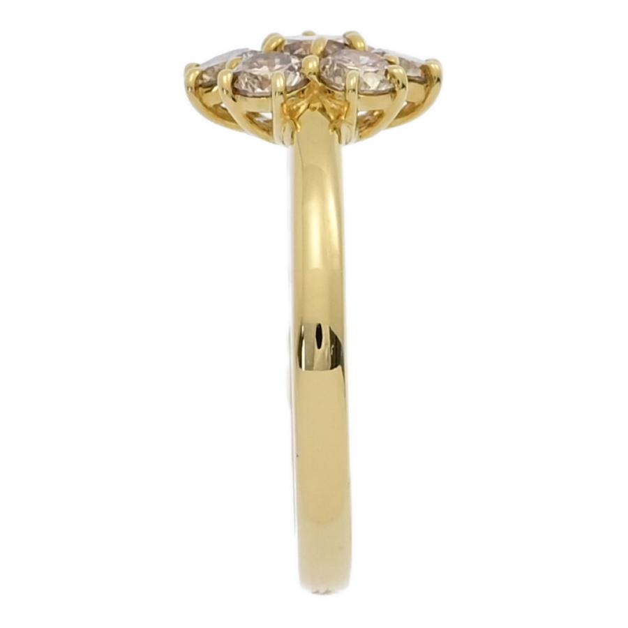 1.00ct/フラワーモチーフ 7P・ブラウンダイヤモンドリング・指輪/K18YG