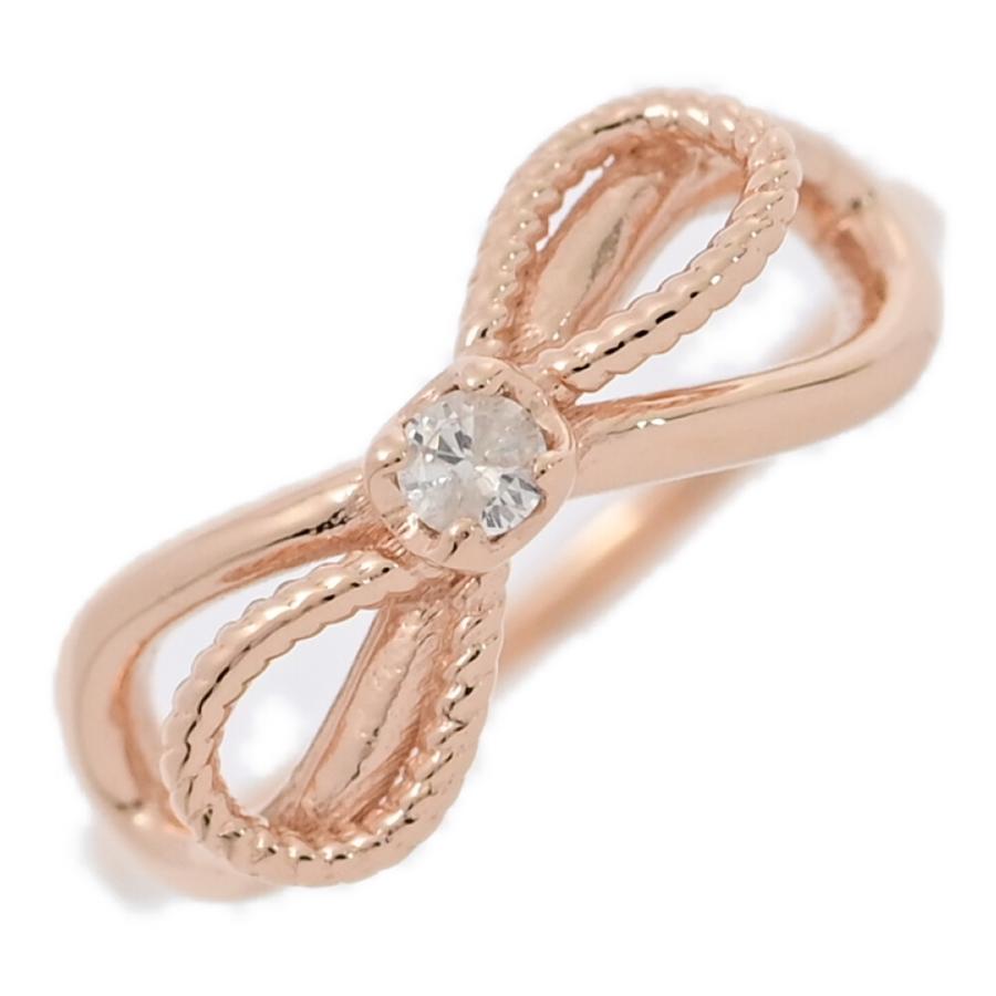 agete 0.08ct/agete アガット リボンモチーフ・ピンキー 1P  