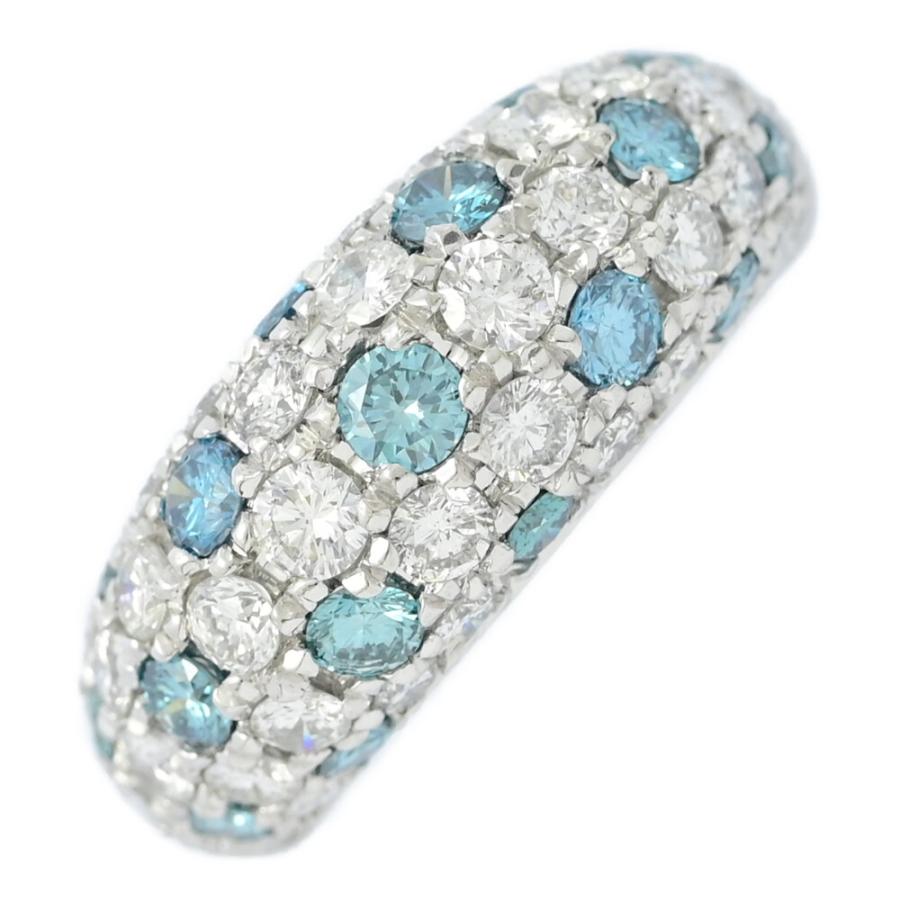 チョコ　ダイヤ リング Pt900 ブルーダイヤモンドプラチナ パヴェ pt900 / 18K アイスブルー＆ホワイトダイヤモンド 0.477ct