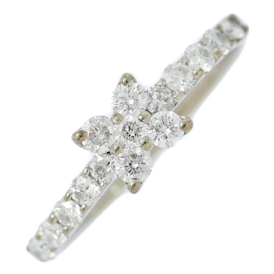 0.45ct/フラワーモチーフ ダイヤモンド リング・指輪/K18WG/750-1.6g