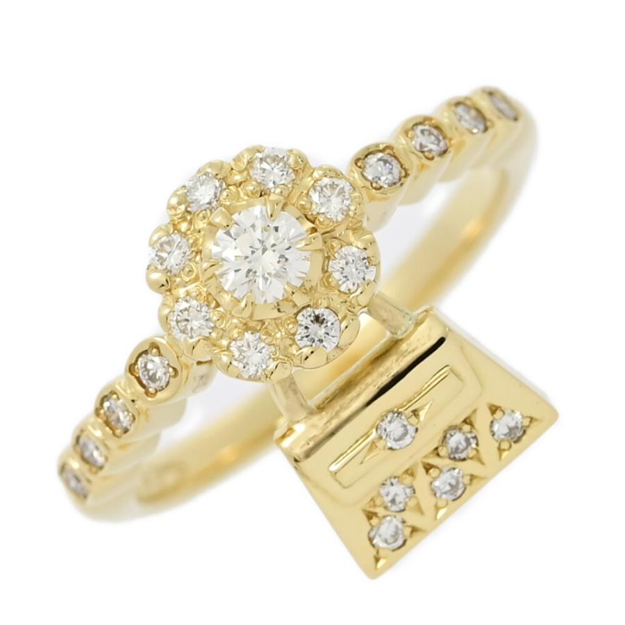 0.33ct/フラワー バッグモチーフ ダイヤモンド スウィング リング 