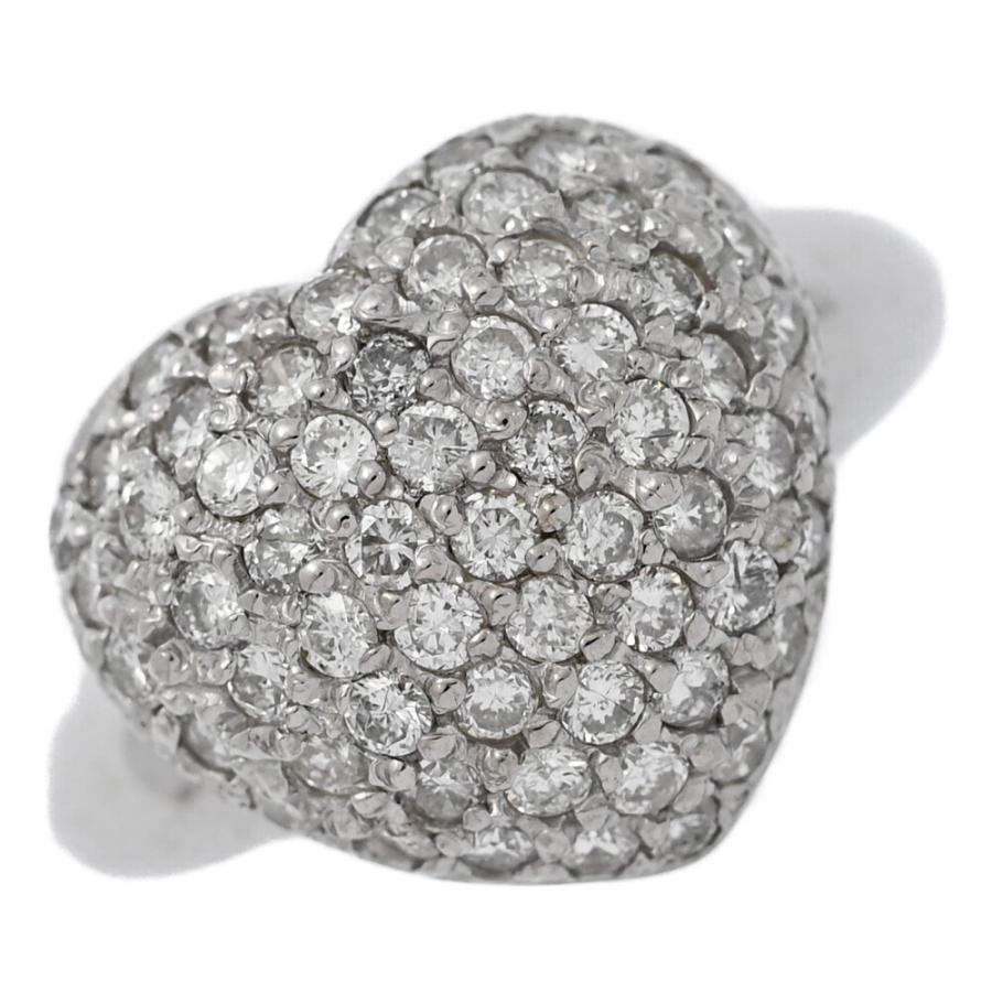 1ct/ハートモチーフ・ハートパヴェ・ダイヤモンド リング・指輪/K18WG  