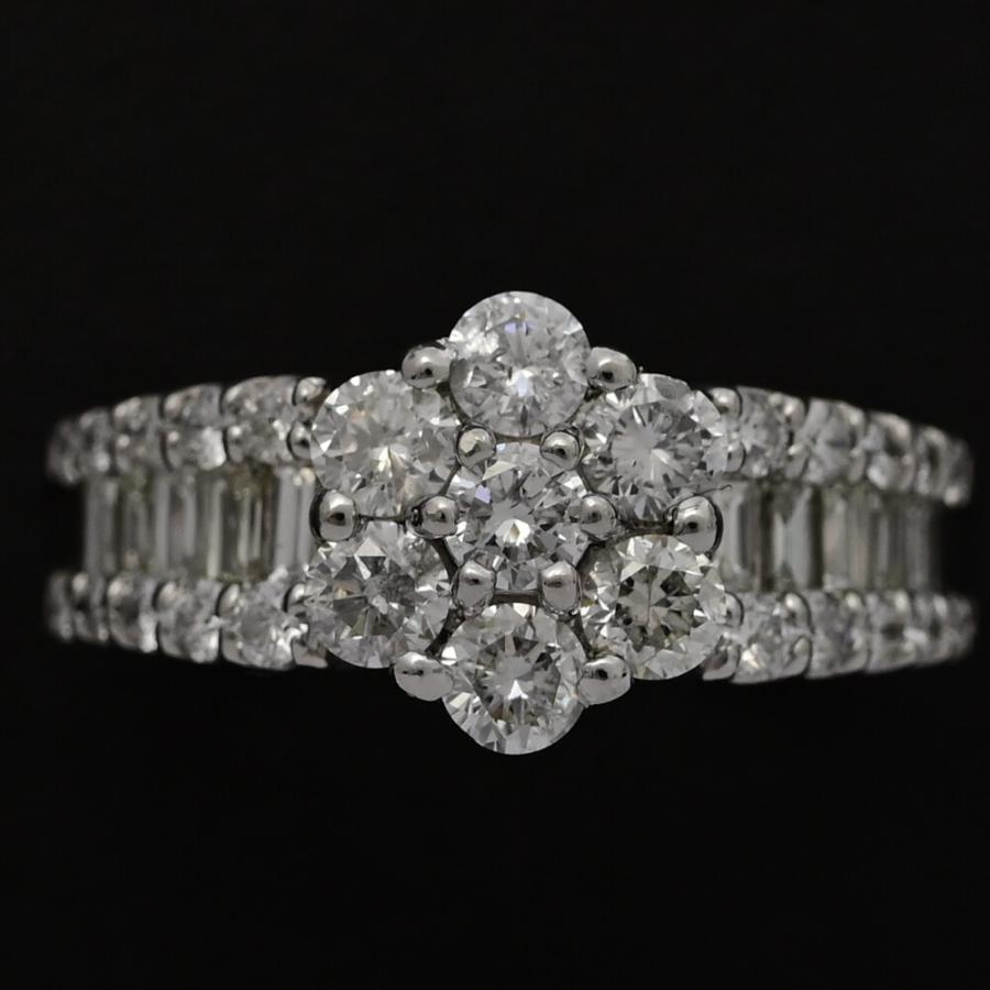 1ct/フラワーモチーフ・ハーフエタニティ・ダイヤモンド リング