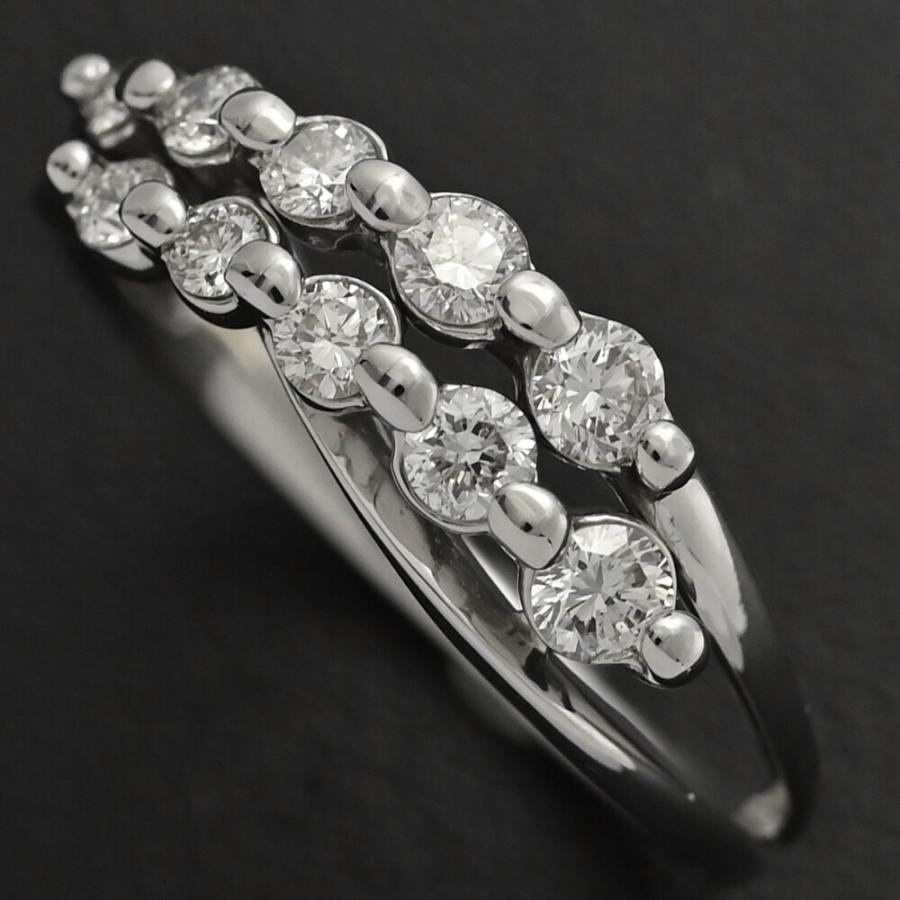 プラチナダイヤモンドリング・0.52ct・pt900 0.52ct/ダブルラインデザイン ダイヤモンド リング・指輪/Pt900-5.0g