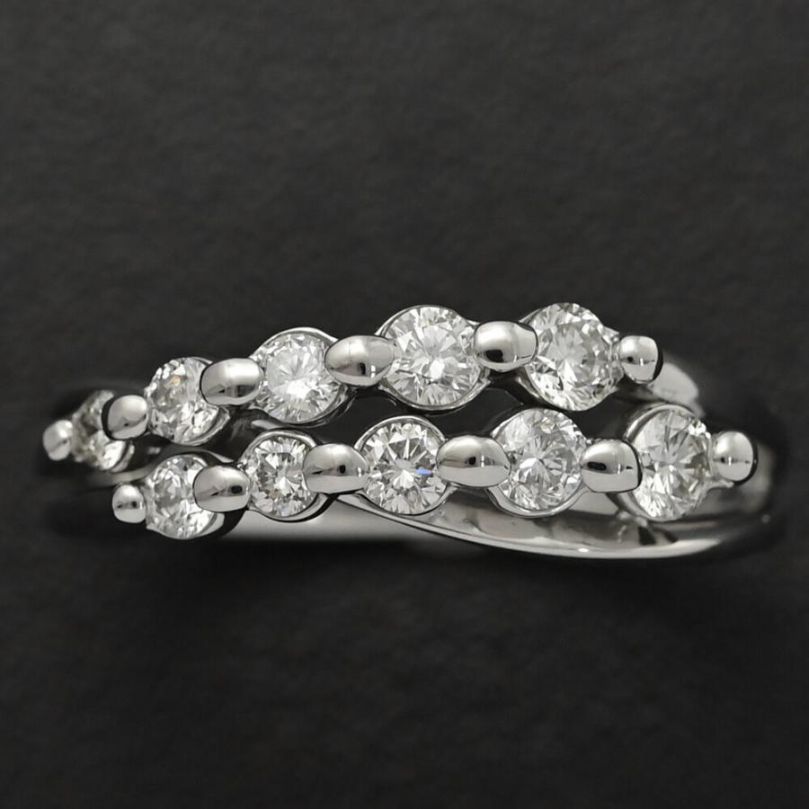 プラチナダイヤモンドリング・0.52ct・pt900 0.52ct/ダブルラインデザイン ダイヤモンド リング・指輪/Pt900-5.0g