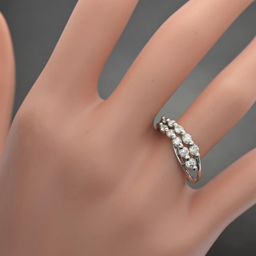 0.52ct/ダブルラインデザイン ダイヤモンド リング・指輪/Pt900-5.0g